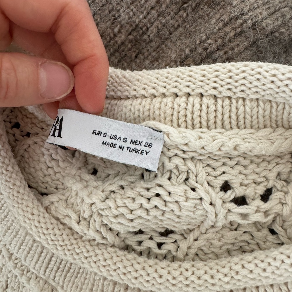 Zara Cream Cropped Ribbed Muscle Tee - Picture 2 of 2